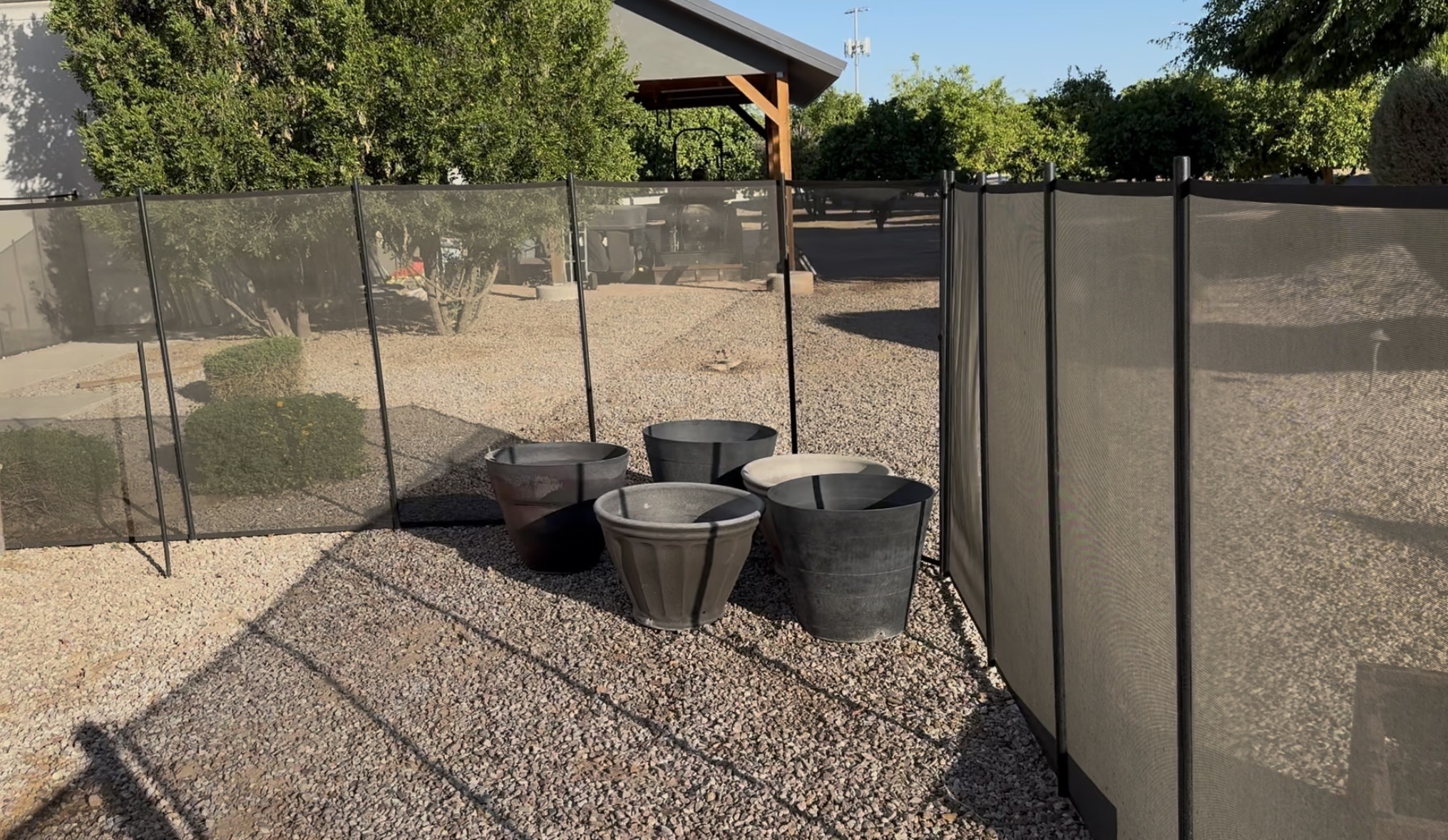 Empty pots around backyard