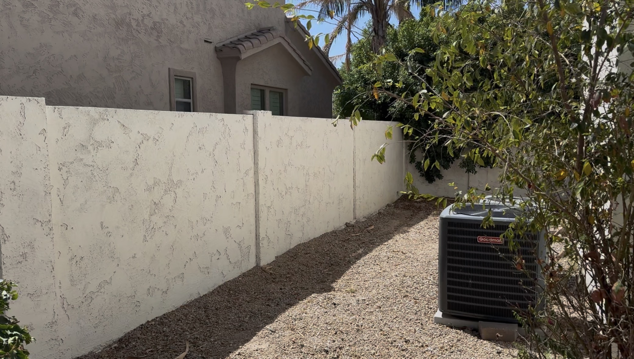 East side of backyard, against block wall